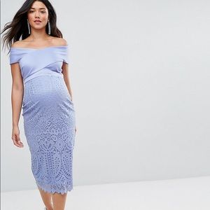 Asos Maternity Scuba Cross Front Lace Midi Dress